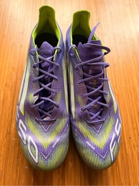 Adidas Purple and Lime Men's Athletic Soccer/Running Cleats